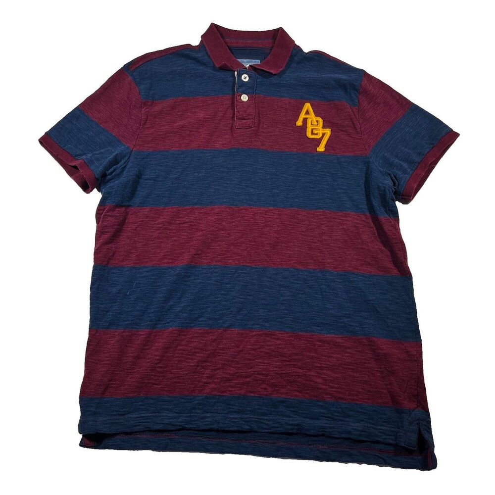 Y2K Aeropostale A87 Striped Polo Shirt Burgundy Blue Men’s XXL